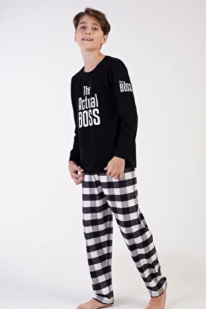 Erkek Çocuk Uzun Kol Siyah Pijama Takımı C3T0N5O065