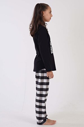 Kız Çocuk Uzun Kol Siyah Pijama Takımı C3T0N5O084