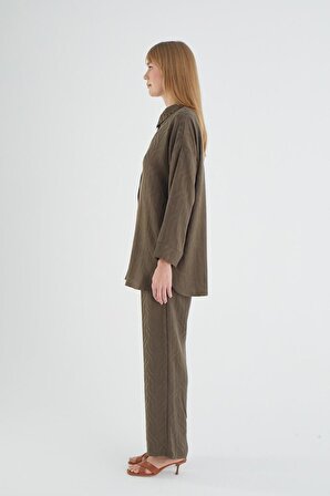 Kadın Uzun Kol Haki Pantolon Takım C9T0N2O12