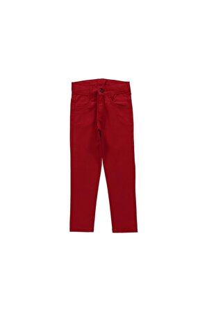 Pundikids Erkek Çocuk Likralı Keten Kırmızı Pantolon