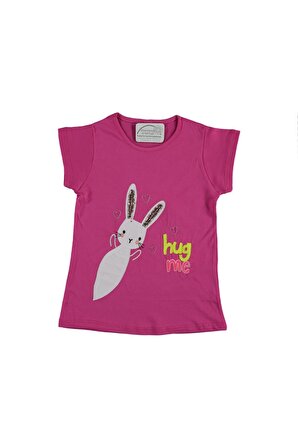 Tavşan Baskılı Kız Çocuk T-shirt
