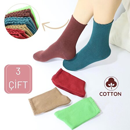 Pamuklu Penye Ter Emici 2X Korumalı Penti Model Patik Çorap (3 Çift) Asorti Renk