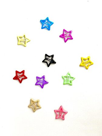 10'lu Yıldızlı Çıtçıt Toka Karışık Renkli 3 cm Ebat Parlak Yüzey