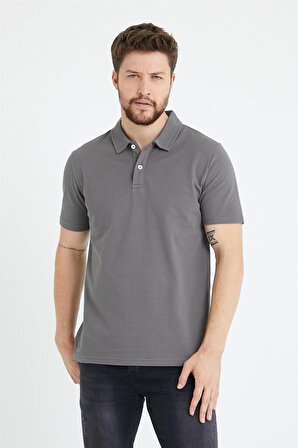 Erkek Basic Polo Yaka Tişört (Regular Fit) Antrasit