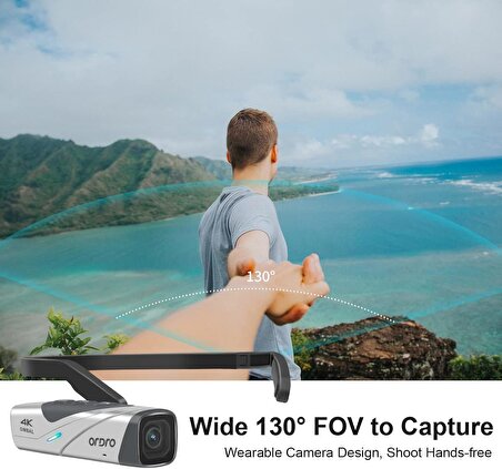 ORDRO EP8 Giyilebilir Video Kamera Eller Serbest POV Yakalama Ultra HD 4K