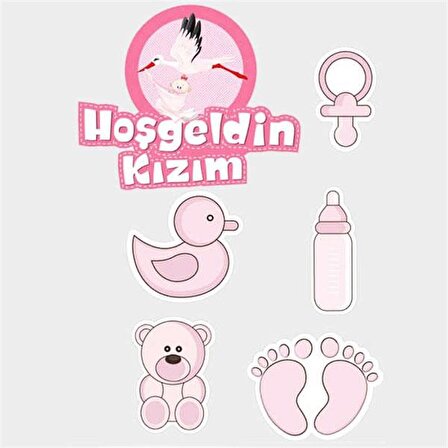 Hoşgeldin Kızım Baby Shower Sticker Etiket Seti 6 Adet (3984)