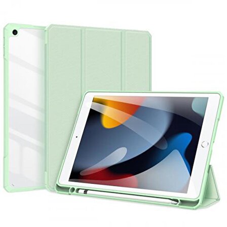 Polham Apple iPad 7, 8, 9 İçin 10.2 İnc Arkası Şeffaf Kapaklı Tablet Kılıfı,Kalem Bölmeli,Uyku Modlu