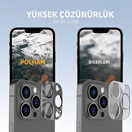 Polham 8K Çözünürlüklü İphone 15 Pro ve İphone 15 Pro Max İle Uyumlu Kamera Koruyucu Lens, 5 Katman Korumalı