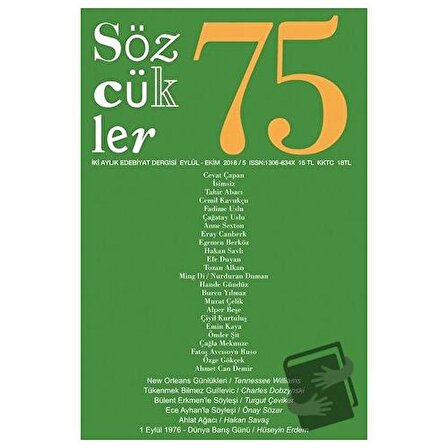 Sözcükler Dergisi Sayı: 75 Eylül   Ekim 2018 / Sözcükler Yayınları