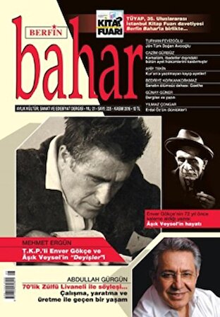 Berfin Bahar Aylık Kültür Sanat ve Edebiyat Dergisi Sayı: 225 Kasım 2016