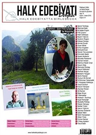 Halk Edebiyatı Dergisi Sayı: 9 Kasım-Aralık 2015