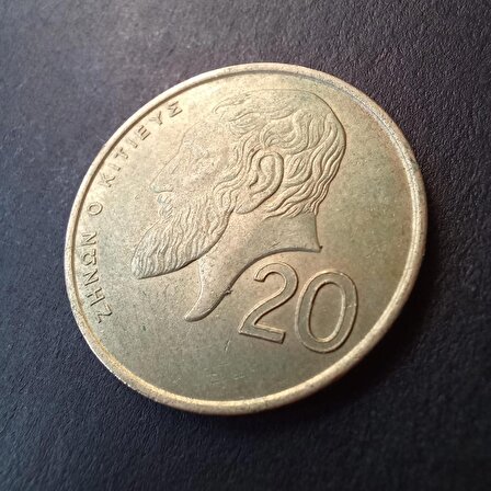 1990 Kıbrıs 20 sent çt+ Eski yabancı madeni para Nikel-Pirinç