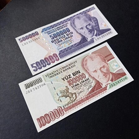 7.Emisyon 100/500 Bin Türk Lirası ÇİL Eski kağıt para