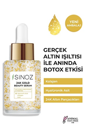 Sinoz 24k Altın Parçacıklı Hyaluronik Asit Içeren Kırışıklık Karşıtı Kolajen Cilt Bakım Serum 30 ml