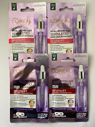 L'Oréal Paris Revitalift Filler Serinletici Göz Serum-Maskesi 11 gx 4 adet