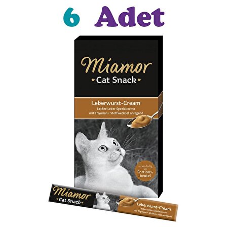 Miamor Leberwurst Cream Ciğerli Kedi Ödül Maması 6×15g (6 Adet)