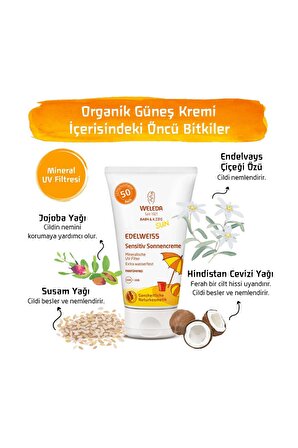 Weleda Edelweıss 50 Faktör Nemlendirici Hassas Ciltler İçin Renksiz Güneş Koruyucu Krem 50 ml