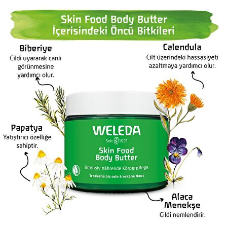 Weleda Skin Food Body Butter Onarıcı Parabensiz Tüm Cilt Tipleri için Portakal&Lavanta Kokulu Vücut Kremi 150 ml 