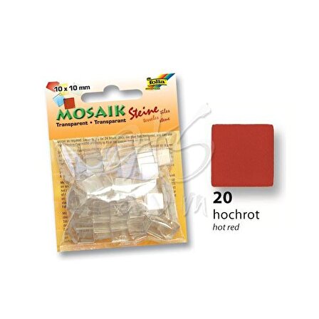 Folia Transparan Mozaik 10x10mm 190 Adet Kırmızı 57220