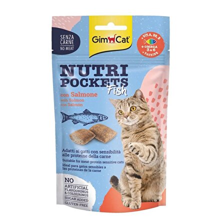 Gimcat Nutri Pockets Somonlu Granül Yetişkin Kedi Ödülü 60 g 