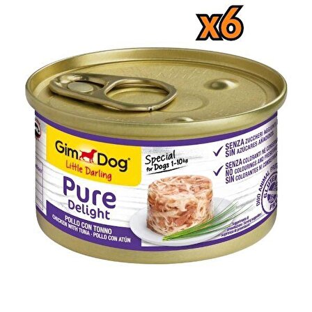 Gimdog Pure Deligh Tuna Balıklı Tavuklu Köpek Konservesi 85 Gr X 6