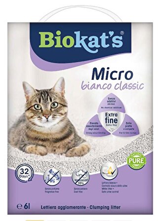 Biokats Micro Bianco Klasik Kedi Kumu 6 Lt
