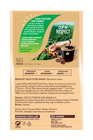Nescafe Gold Öğütülmüş Filtre Kahve 250G x 8 Adet
