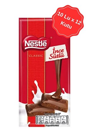 Nestle Classıc Sütlü Dikdörtgen Tablet Çikolata 65G (10 Lu x 12 Paket)