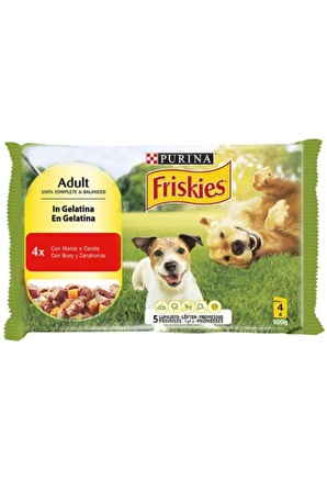 Friskies Sığır Etli ve Havuçlu Yaş Köpek Maması 100 Gr (4 Lü x 10 Lu)