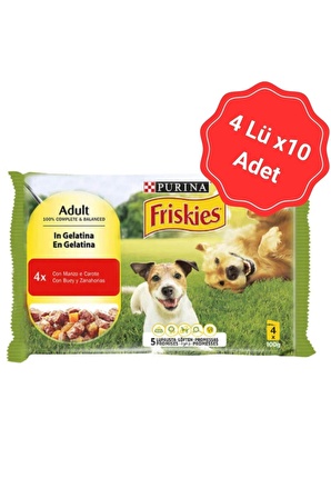 Friskies Sığır Etli ve Havuçlu Yaş Köpek Maması 100 Gr (4 Lü x 10 Lu)