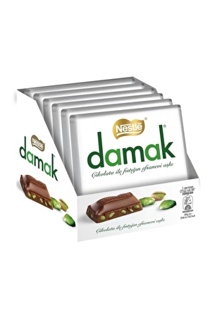 Damak Antep Fıstıklı Kare Çikolata 60G x 6 Lı