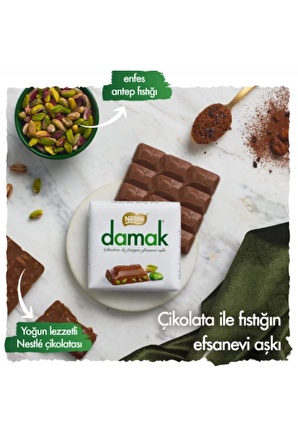 Damak Antep Fıstıklı Kare Çikolata 60G x 6 Lı