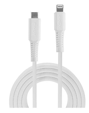 Lindy LIN-31316 1 Mt USB 2.0 Type C to Lightning C94 Erkek-Erkek Beyaz Apple Şarj Kablosu ( Apple Uyumludur.)