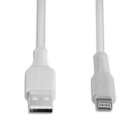 Lindy LIN-31325 0.5 Mt USB 2.0 to Lightning C89 Erkek-Erkek Beyaz Apple Şarj Kablosu ( Apple Uyumludur.)