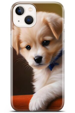 Apple iPhone 13 Mini Uyumlu Kılıf Dogs 15 Kaniş Yavru Kalın Silikon Gold
