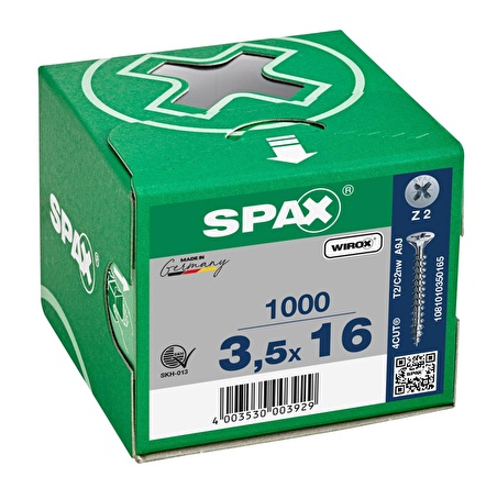 Spax Sunta Vidası 3.5X16 Galv Kaplama (1Pk:1000 Adet)