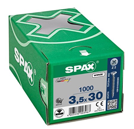 Spax Sunta Vidası 3.5X30 Galv Kaplama (1Pk:1000 Adet)