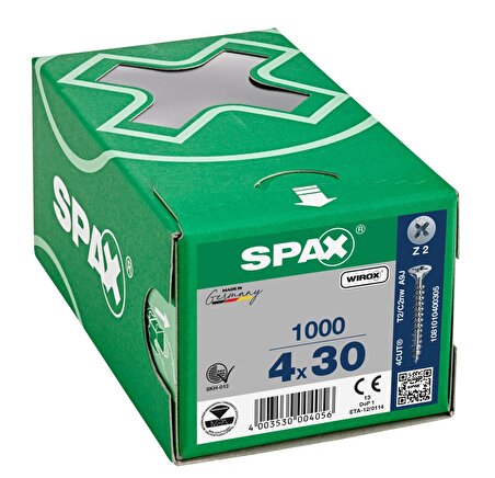 Spax Sunta Vidası 4.0X30 Galv Kaplama (1Pk:1000 Adet)