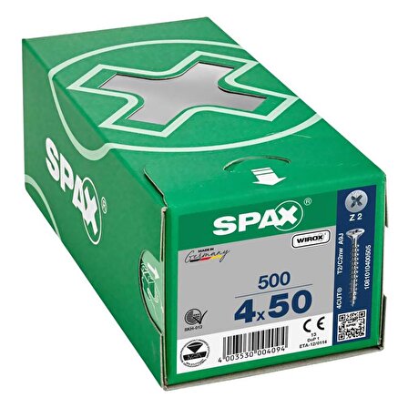 Spax Sunta Vidası 4.0X45 Galv Kaplama (1Pk:500 Adet)