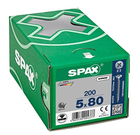 Spax Sunta Vidası 5.0X80 Galv Kaplama (1Pk:200 Ad)