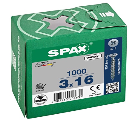 Spax Sunta Vidası 3.0X16 Galv Kaplama (1Pk:1000 Adet)