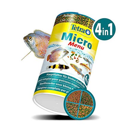 Tetra Micro Menü 4in1 (Crisps-Pellets-Sticks-Granules) Yem 65 Gr/100 Ml