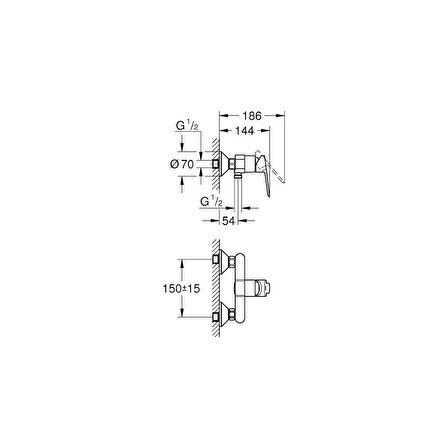 Grohe BauEdge 23636000 Gümüş Banyo Bataryası