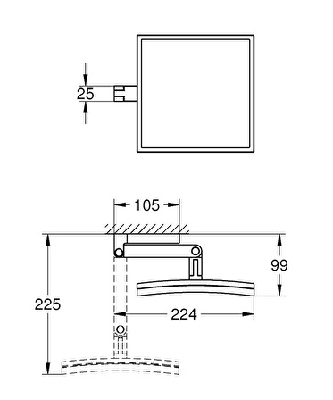 Grohe Selection Cube Duvara Monte Makyaj Aynası Krom - 40808000