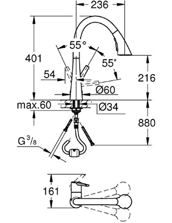 Grohe Zedra Tek Kumandalı Eviye Bataryası 32294002