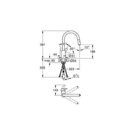 Grohe Eurostyle Cosmopolitan Tek Kumandalı Spiralli Eviye Bataryası 31482003