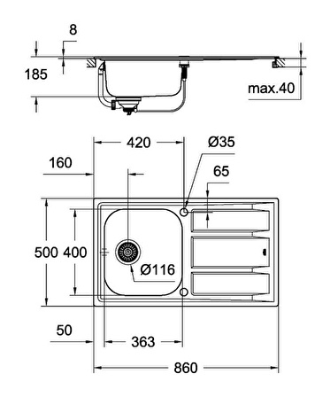 Grohe K400 Tek Hazneli Eviye Paslanmaz Çelik - 31566SD0