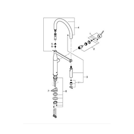 Grohe Essence Tek Kumandalı Eviye Bataryası - 30294GN0