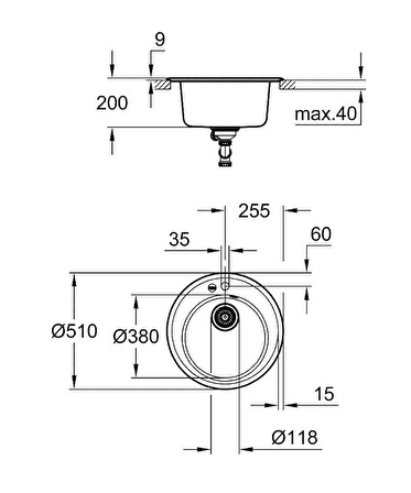 Grohe K200 Kuvars Kompozit Eviye 50 -C 51, Granit Siyah Rengi - 31656AP0