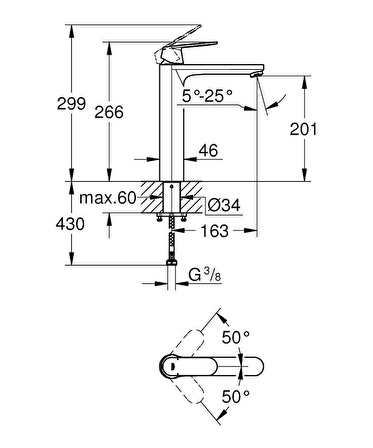 Grohe Çanak Lavabo Bataryası Eurocosmo XL Boyut Krom - 23921000